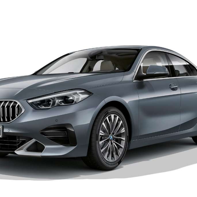 BMW kidney grille BMW 2 Series Gran Coupé Model Luxury Line BMW kidney grille BMW 2 Series Gran Coupé Model Luxury Line Storm Bay metallic F44 three-quarter front view