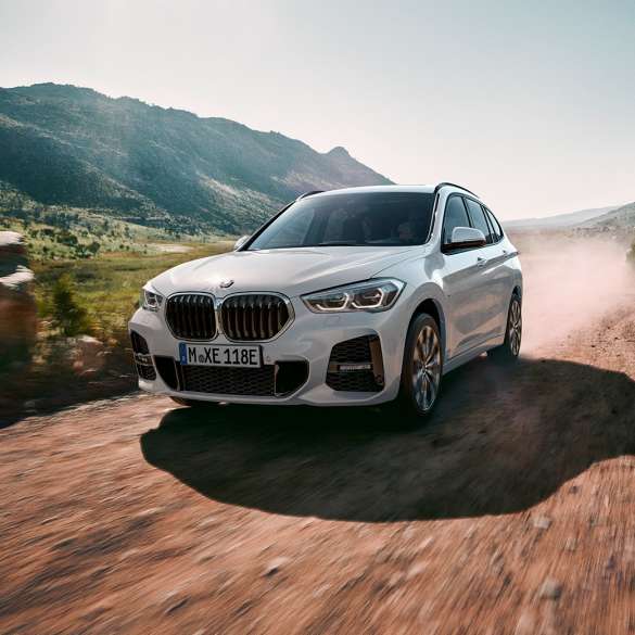 Plug-in hybrid BMW X1 xDrive25e F48 Plug-in hybrid BMW X1 xDrive25e F48 2019 driving three-quarter front view