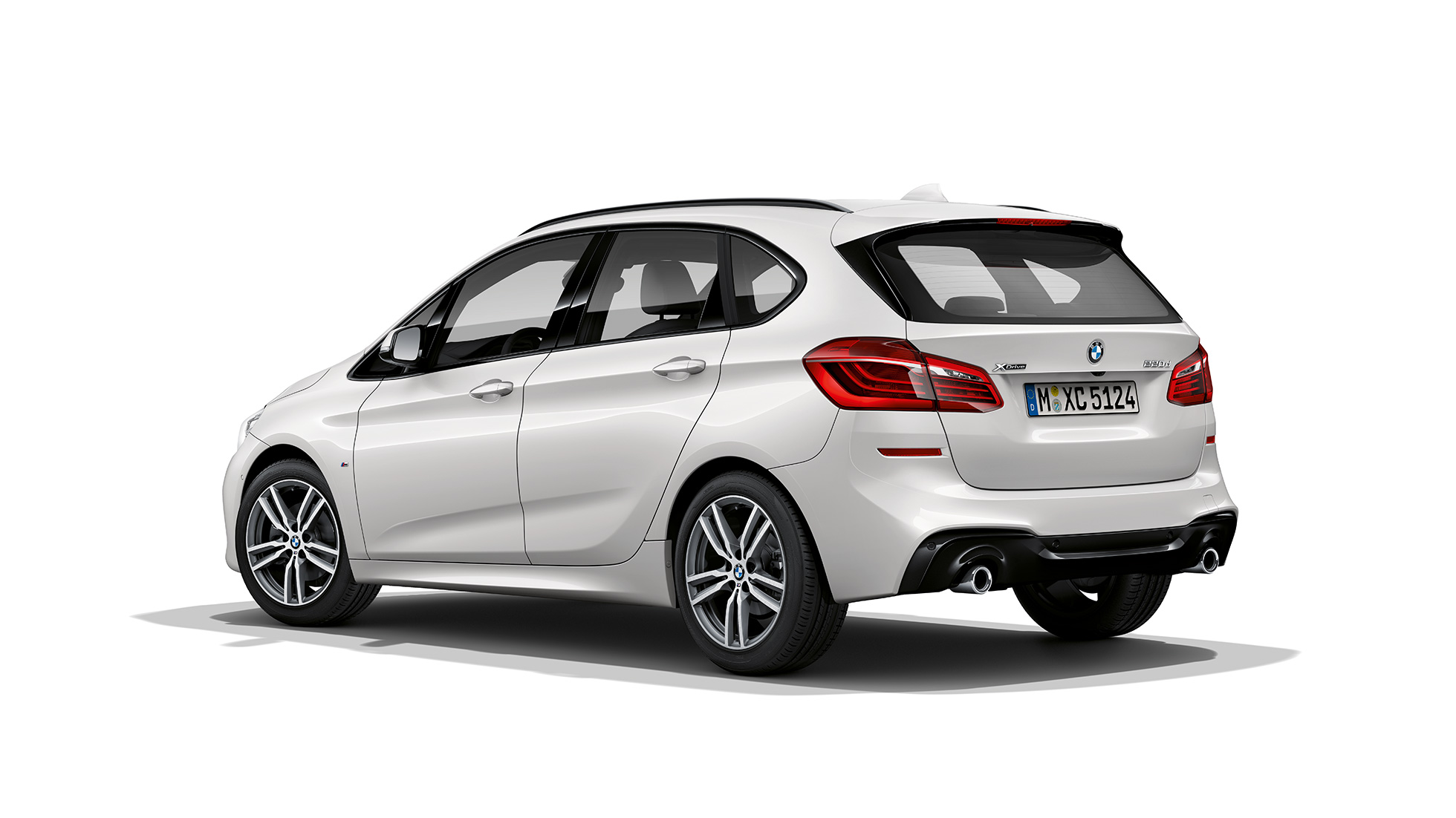 BMW 2 Series Active Tourer 220d xDrive Model M Sport F45 Mineral White metallic three-quarter rear view 