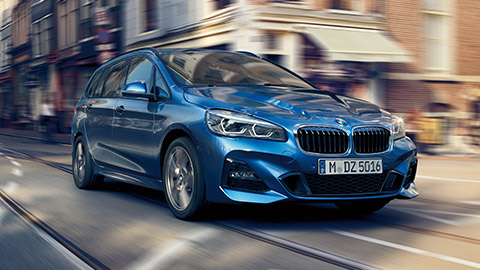 BMW 2 Series BMW 2 Series Gran Tourer F46 three-quarter front view driving on the street