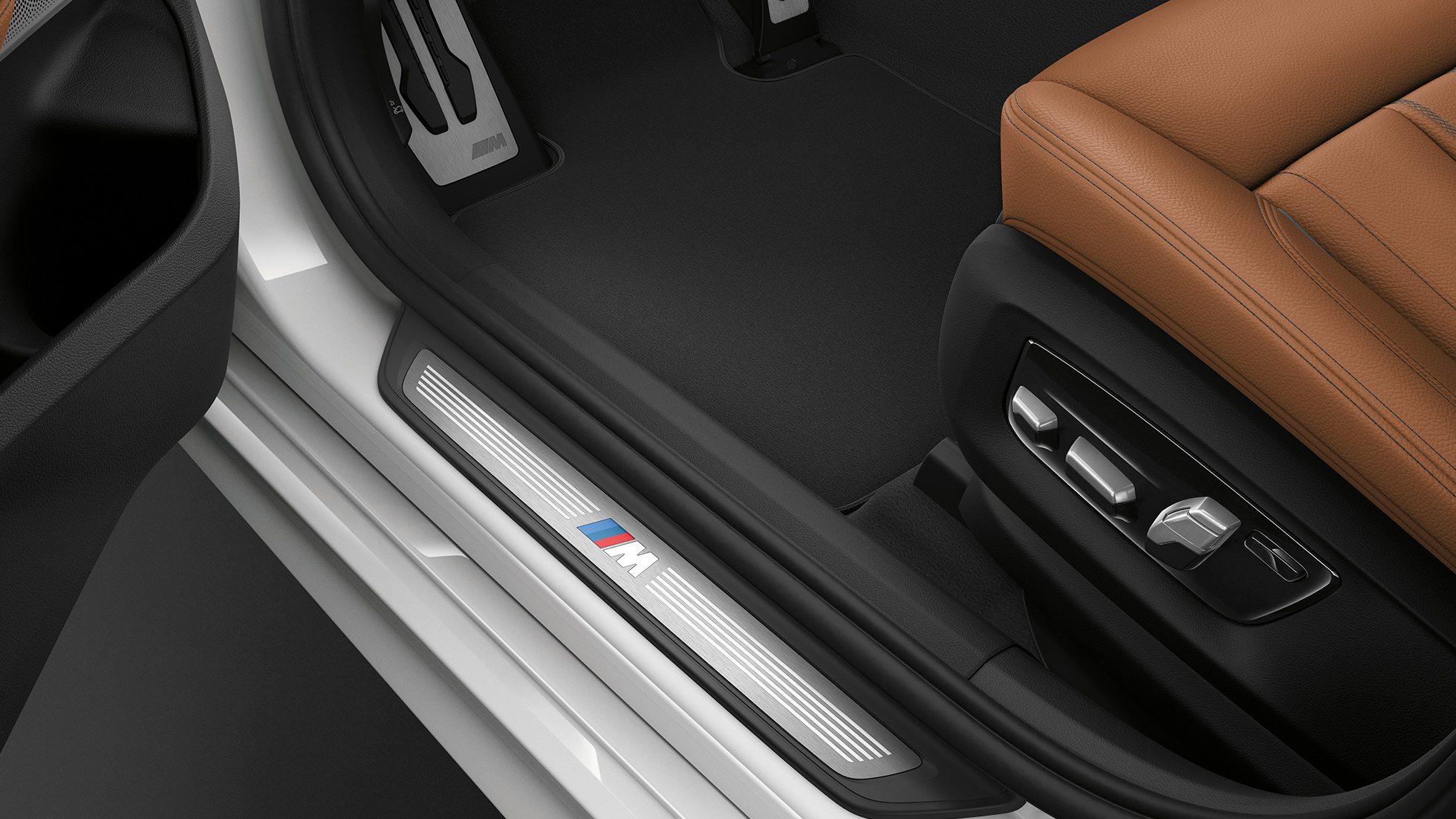 BMW 6 Series Gran Turismo G32 M Sport package door sill finisher BMW 6 Series Gran Turismo G32 2017 M Sport package Mineral white metallic door sill finisher