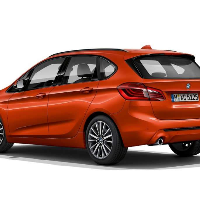 BMW 2 Series Active Tourer Model Sport Line 220i F45 Sunset Orange metallic three-quarter rear view
