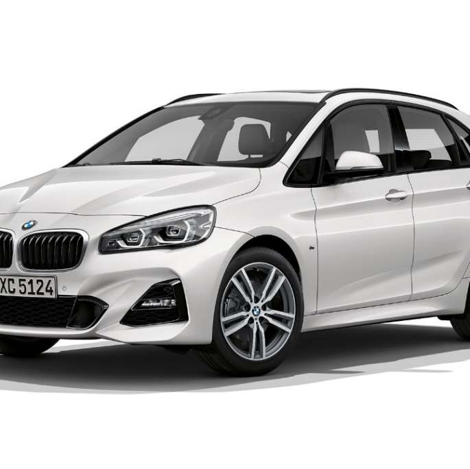 BMW 2 Series Active Tourer 220d xDrive Model M Sport F45 Mineral White metallic three-quarter front view 